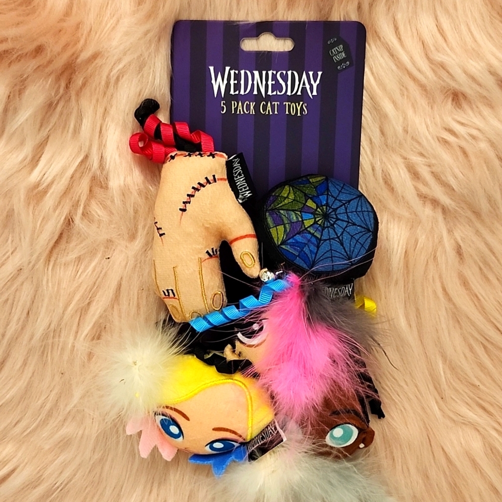 Brand New WEDNESDAY HALLOWEEN INSPIRED CAT TOYS-5CT